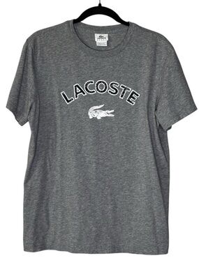 Lacoste Sport Gray T-Shirt Men's FR 5 / L Large Short Sleeve Tee Shirt Alligator
